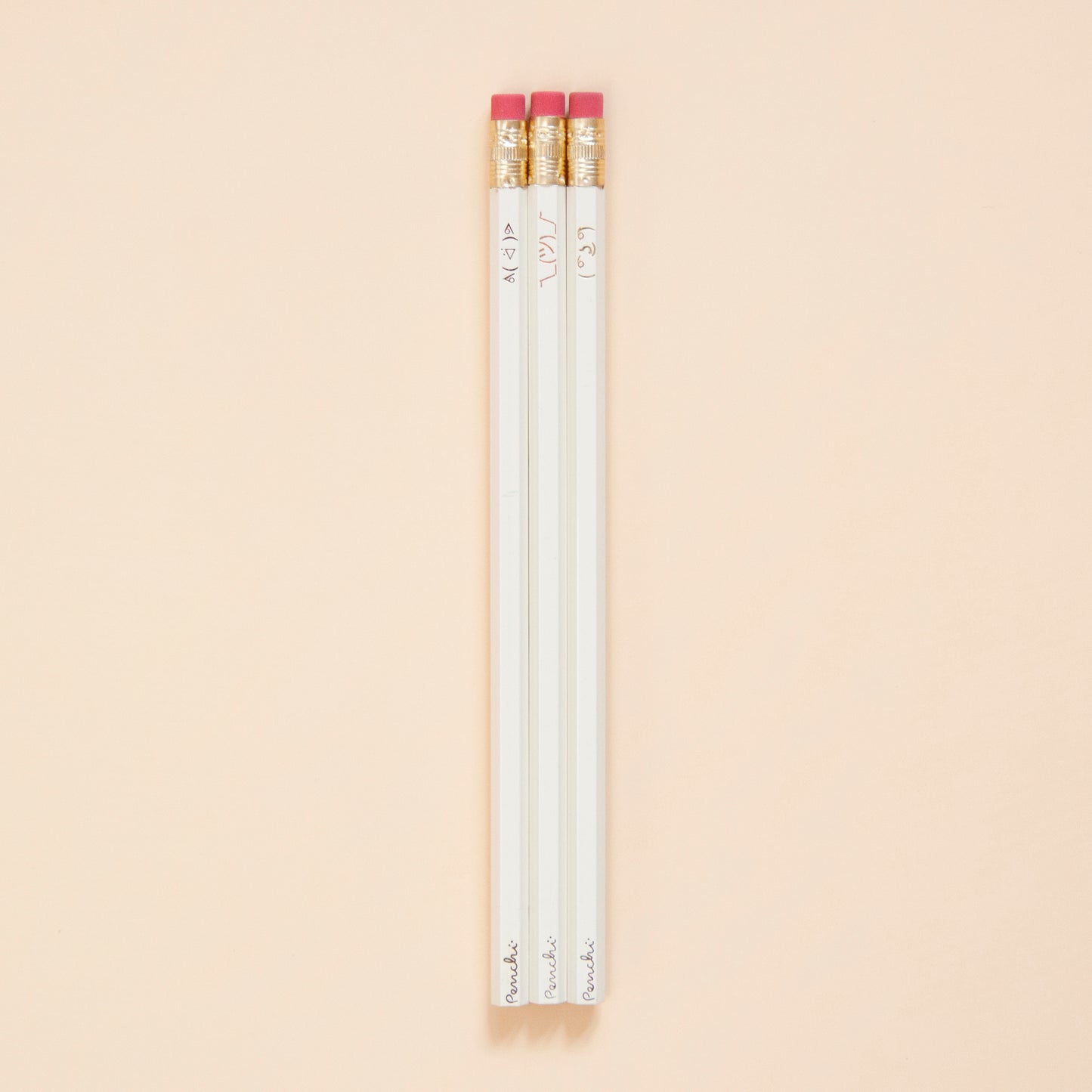 Pencil set with ASCII faces including ( ͡° ͜ʖ ͡°) , ¯\_(ツ)_/¯, and ᕕ( ᐛ )ᕗ , neutral shades