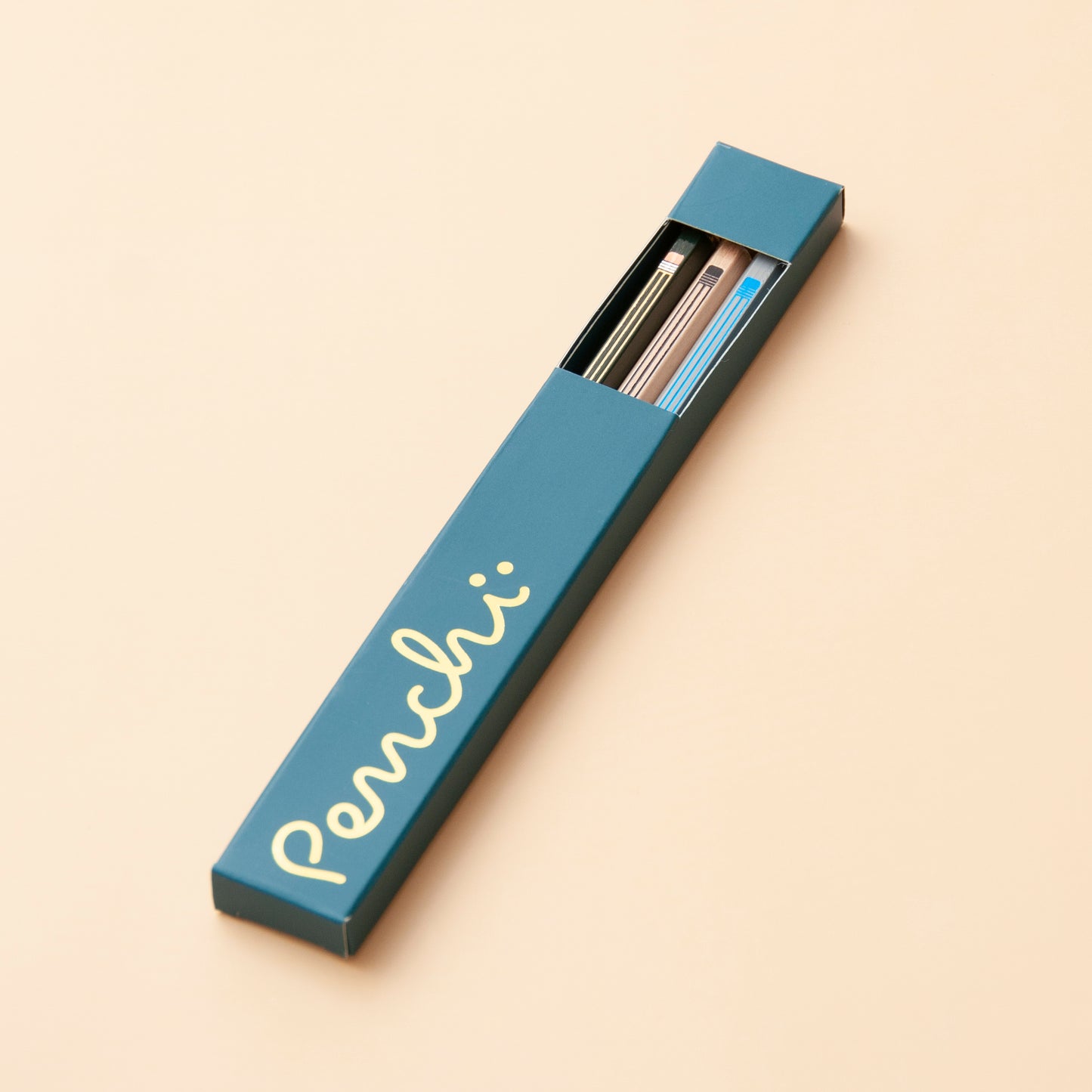 Pencil design hot-stamped foiled pencils packaged in box with window