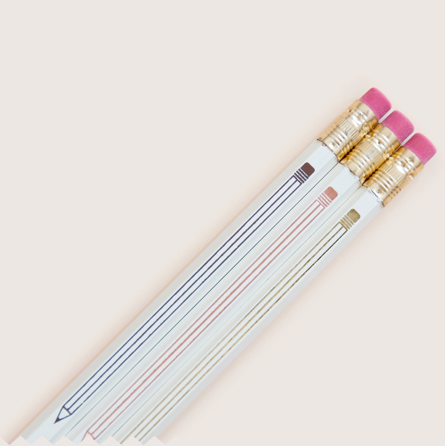 Metallic pencil design hand-stamped onto pencils