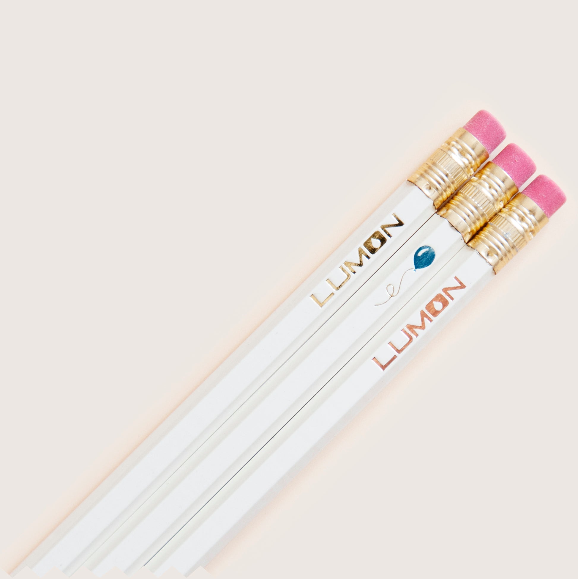 Severance TV show inspired pencils, hot-stamped with Lumon logo and blue balloon