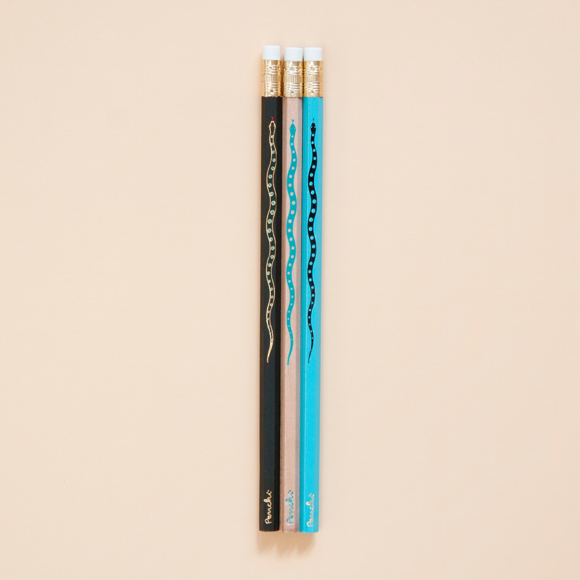 Hot foil-stamped snake pencil set full length
