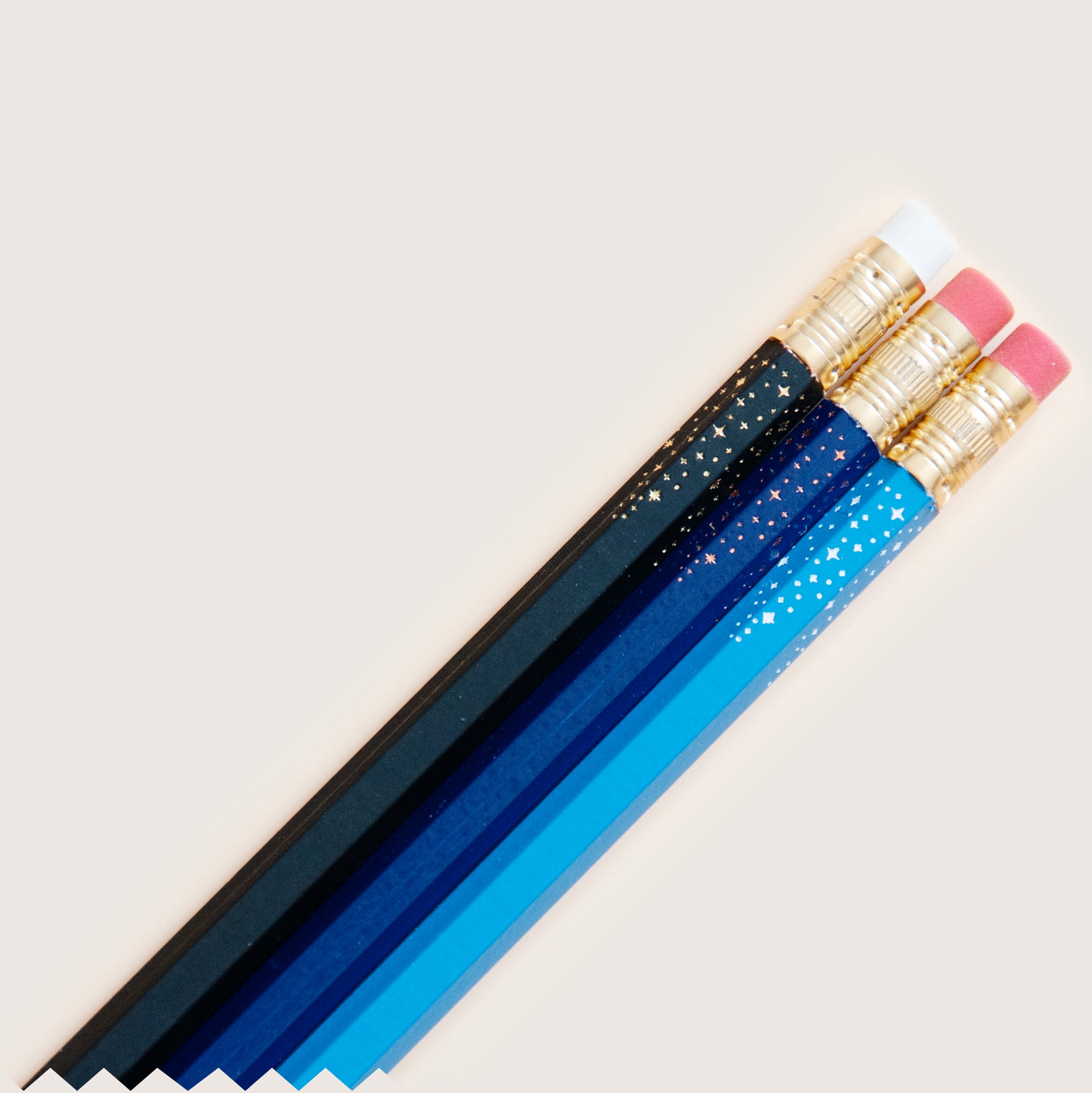 Black and blue starry hot-foiled pencil set